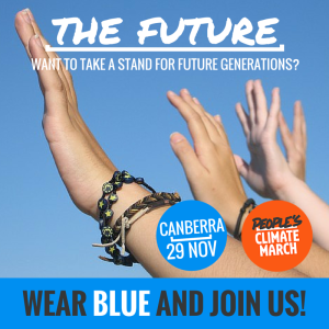 BLUE People's Climate March Canberra, 29 Nov 2015- Wear BLUE for The Future