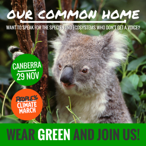 GREEN People's Climate March Canberra, 29 Nov 2015- Wear GREEN to speak for The Environment