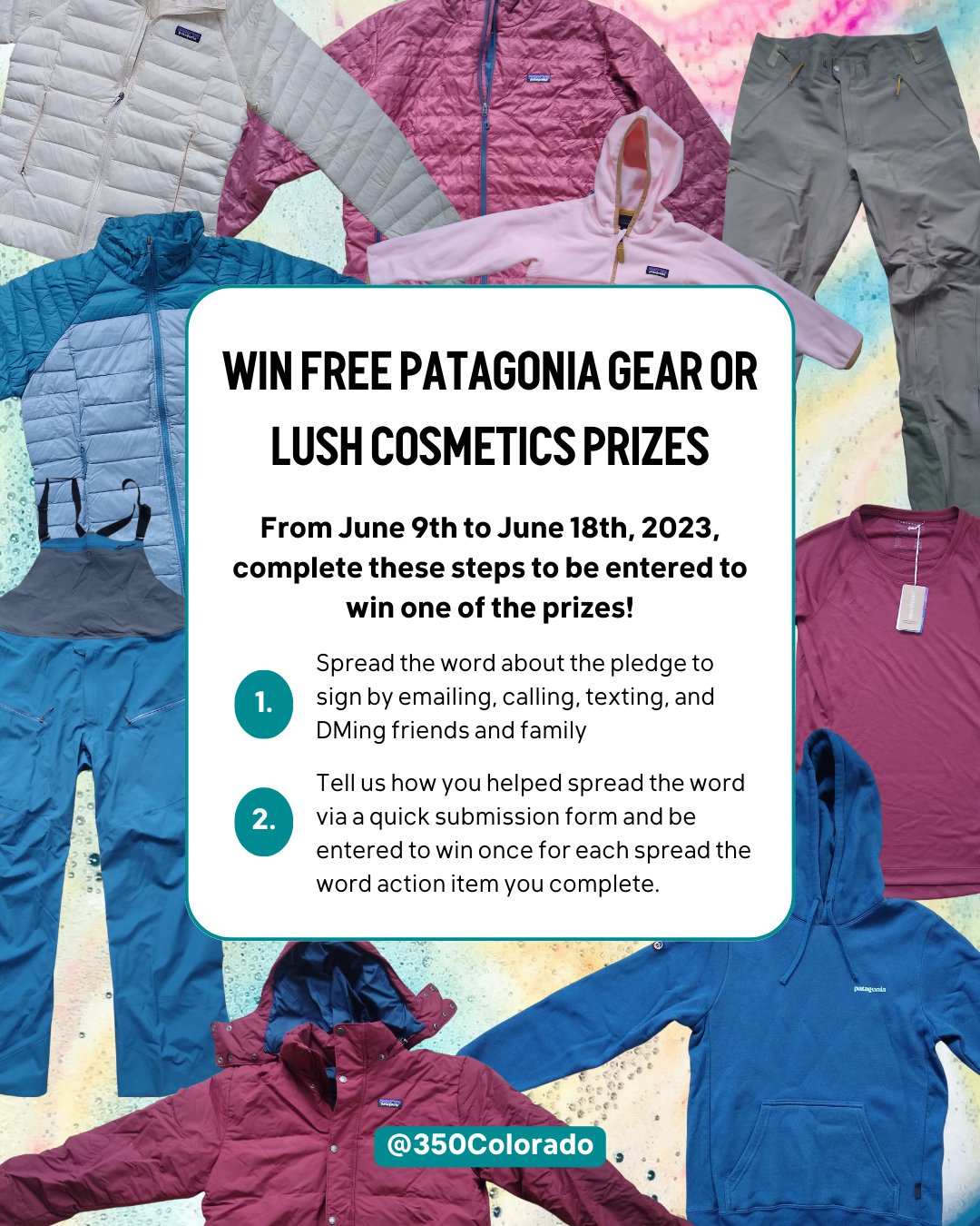 Win free Patagonia gear or Lush cosmetics prizes by spreading the word about the pledge to sign